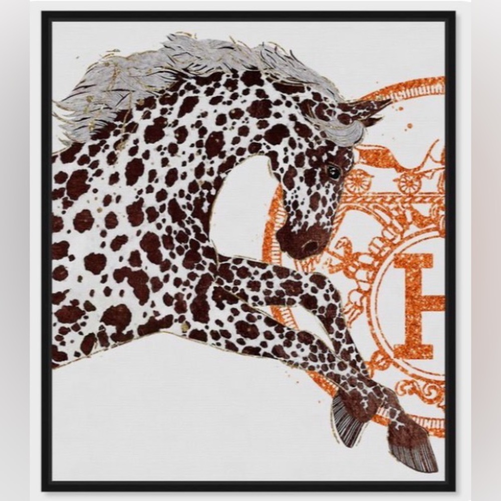 Oliver Gal Framed Canvas Hermes Appaloosa Cavalier - 2pc Wall Art (24x30)
